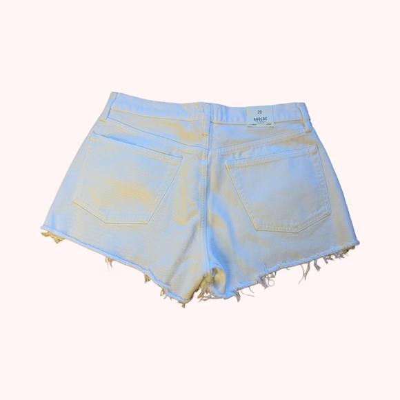 Agolde NWT Parker White Cut Off Denim Shorts Step Hem Distressed - Picture 4 of 9